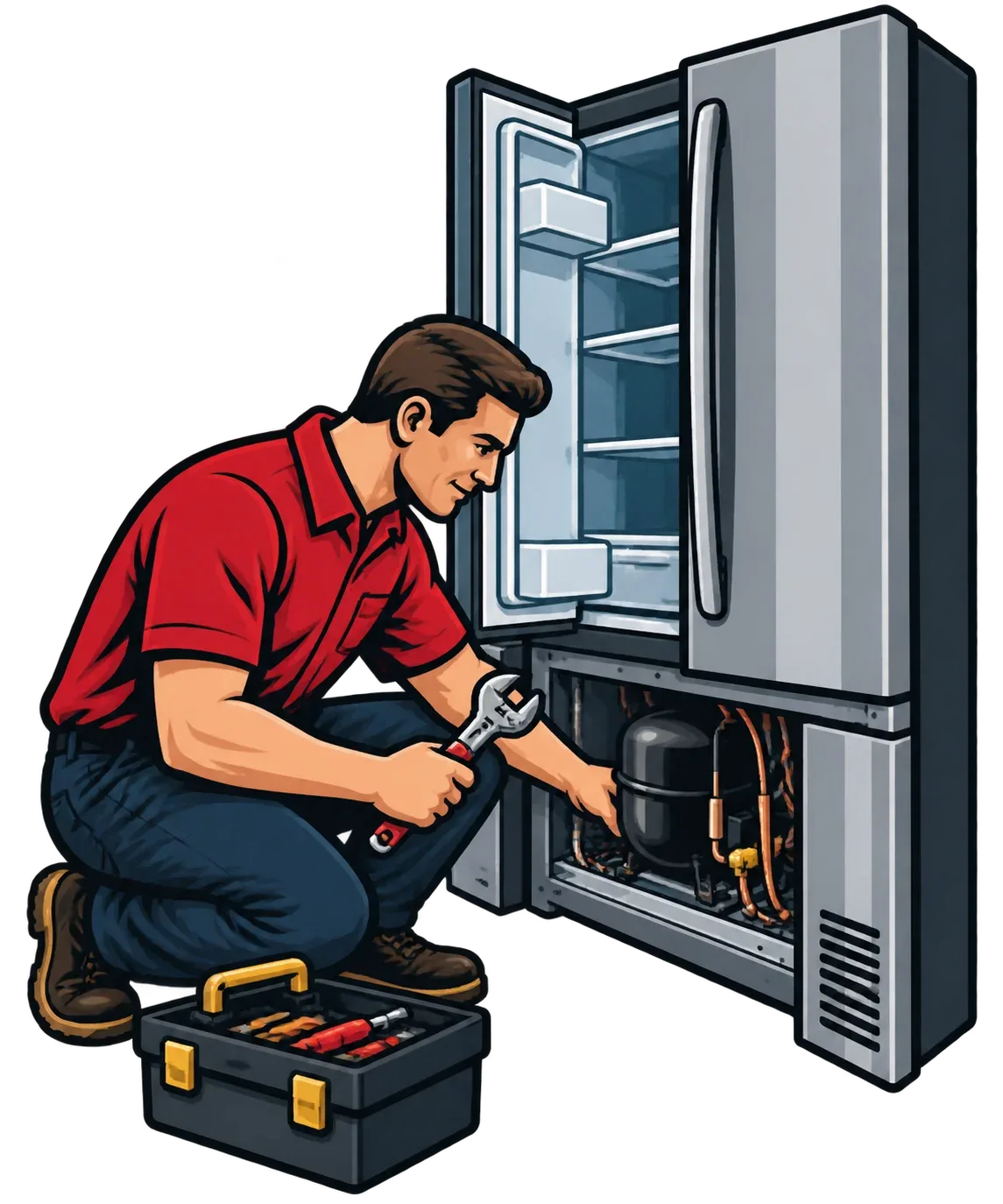 Technician repairing a refrigerator in Dartmouth