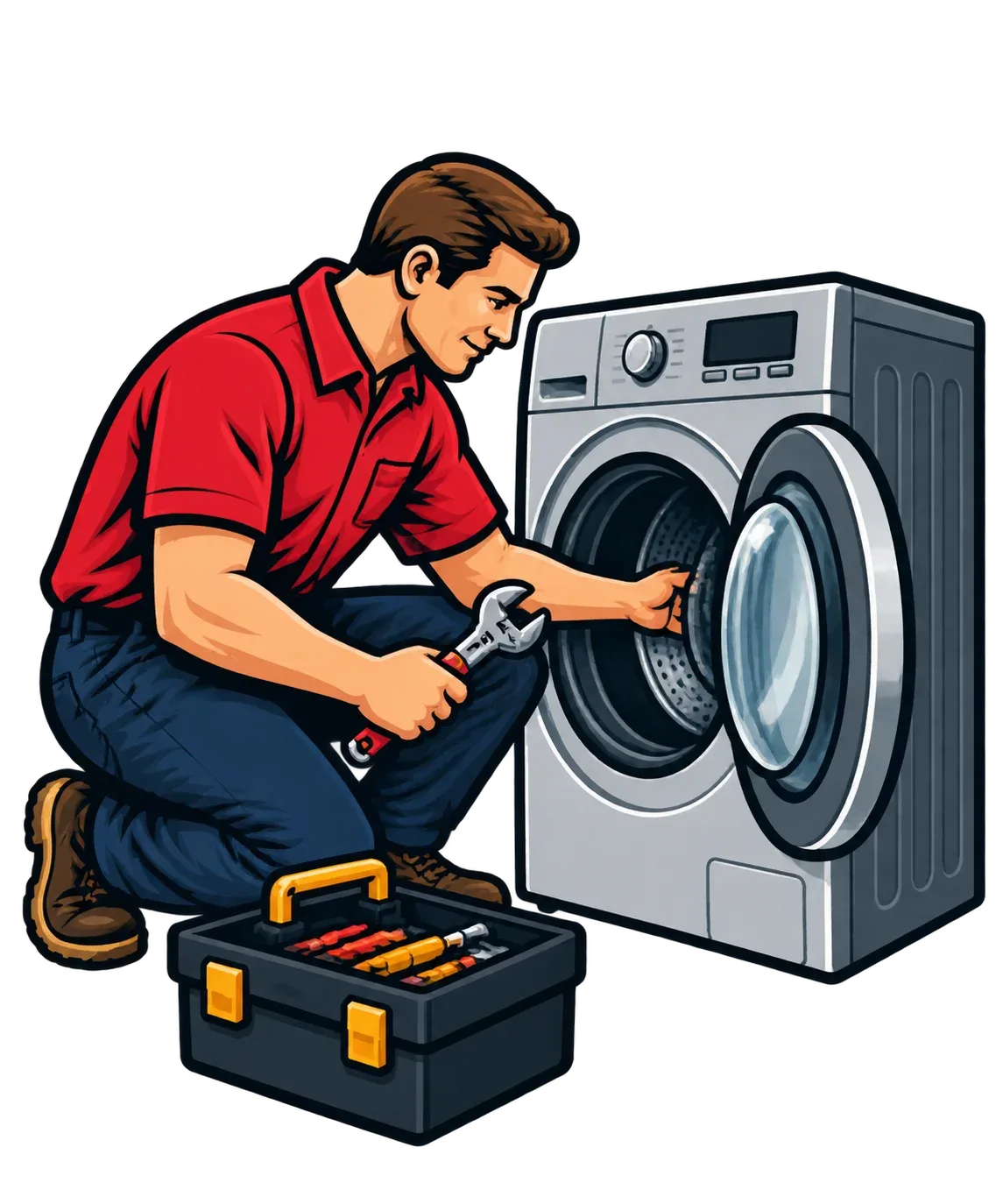 Technician repairing a washing machine in Dartmouth