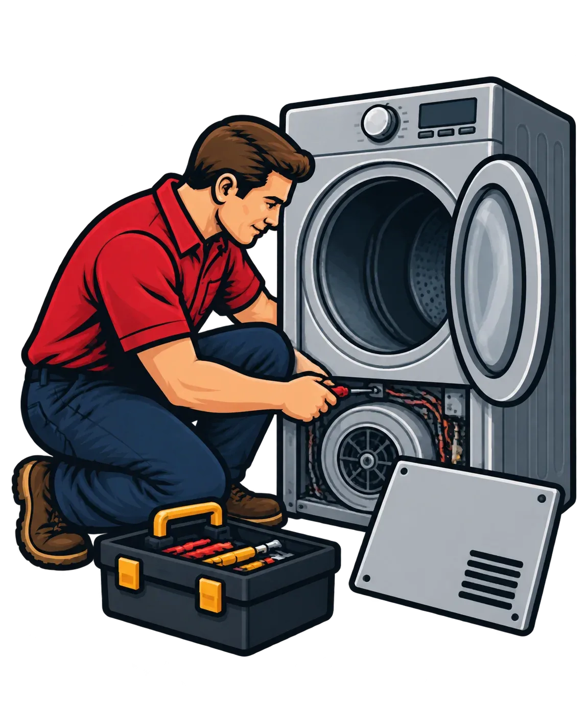 Technician repairing a clothes dryer in Dartmouth