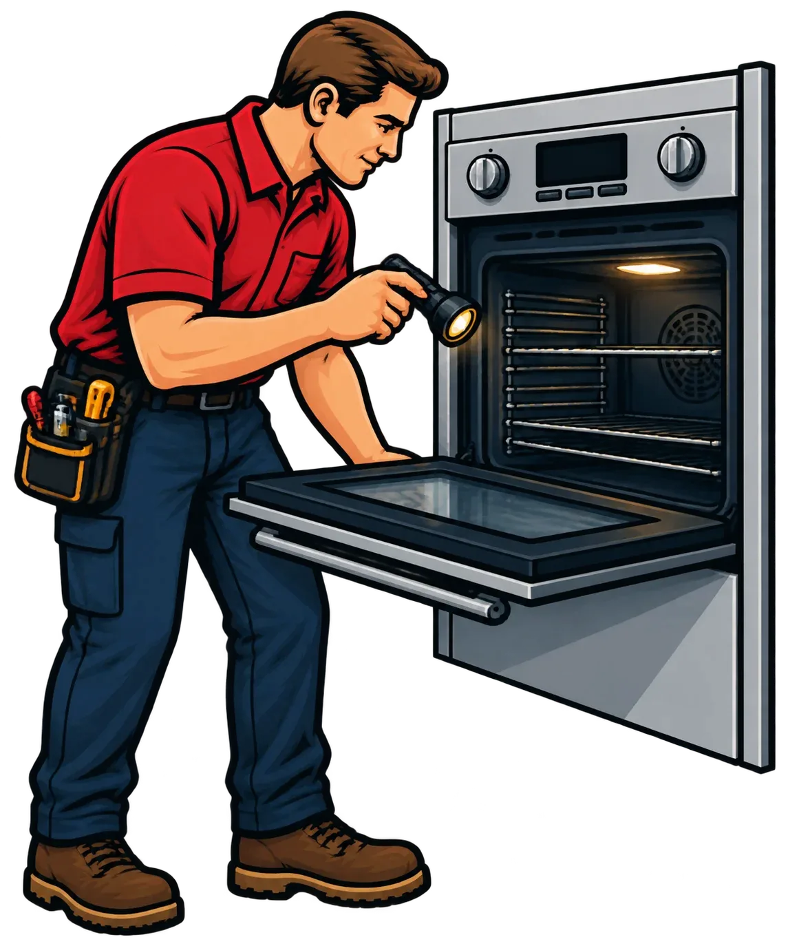 Technician repairing a built-in oven in Dartmouth